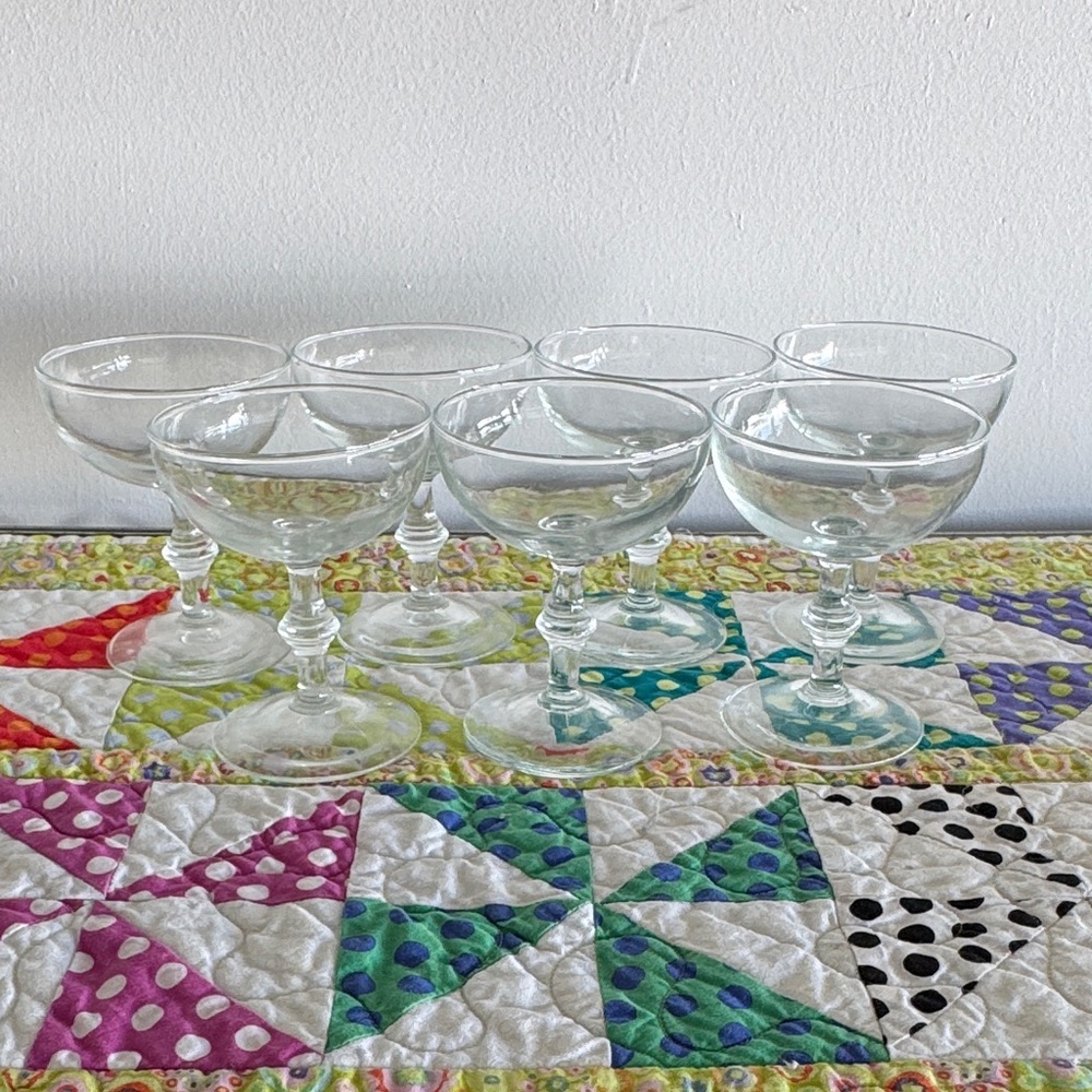 Vintage Libbey Georgian Champagne Coupe Glasses Set of 7